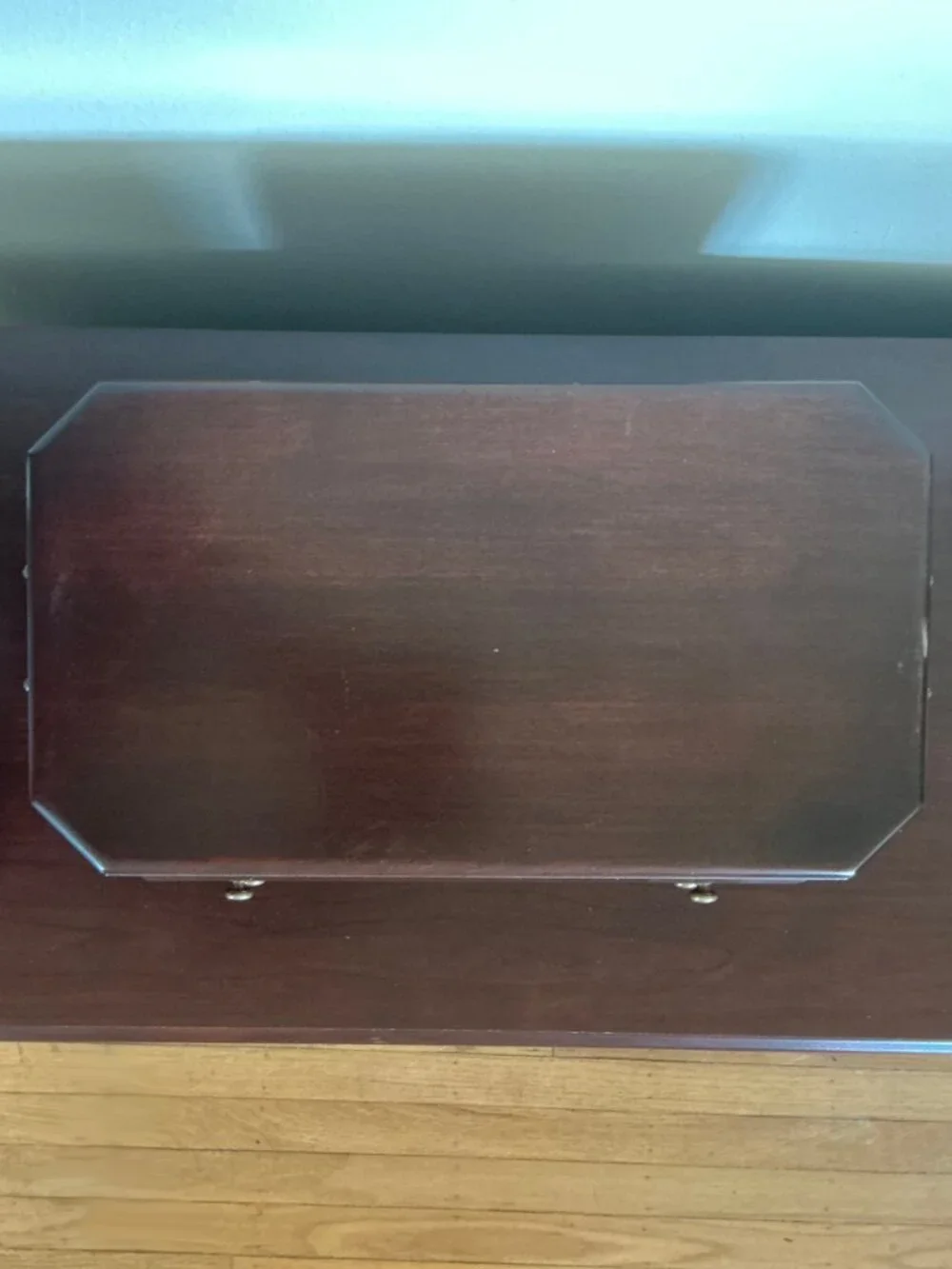 VGUC Reed & Barton Cherry 2-Drawer Jewelry Chest / Box w/ Burgundy Velvet Lining